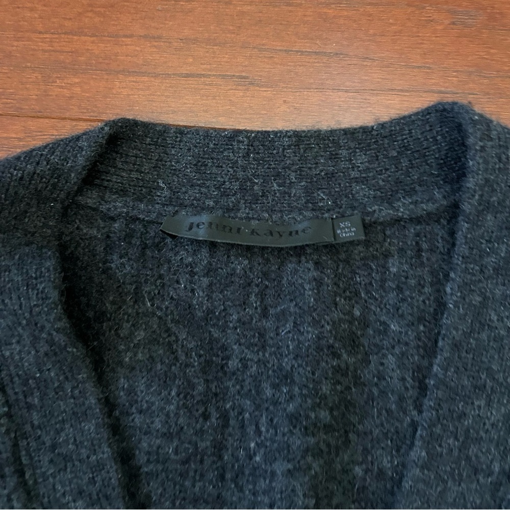 $475 Jenni Kayne Cashmere Cocoon Cardigan charcoal size XS oversized boxy Vneck - Picture 4 of 12